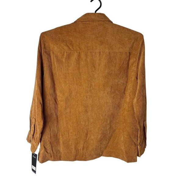 Karl Lagerfeld Paris Women's M Snap Corduroy Shacket Roasted Pecan NWT - Picture 3 of 15